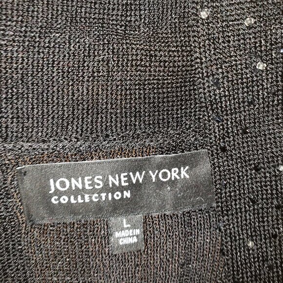 Jones New York Black Open Front Cardigan Sweater - L - Picture 5 of 6